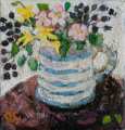 Autumn flowers in the blue striped mug