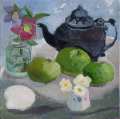 Teapot and green apples